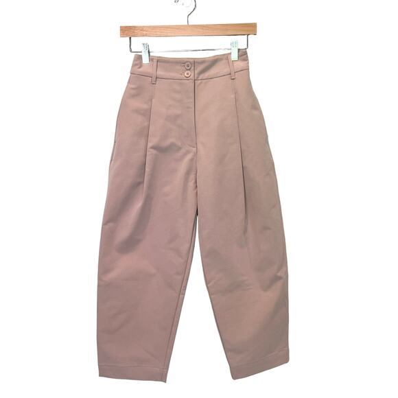 Love, Bonito Calynn Textured Twill Barrel Pants Taupe / Pink Women's 2 - Picture 6 of 14